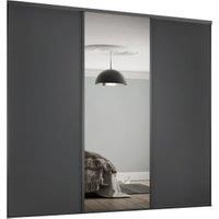 Spacepro Heritage 2 x 610mm Graphite Panel Door/ 1 x Silver Mirror Kit with Colour Matched Track