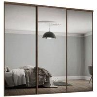 Spacepro Heritage 3 x 762mm Carini Walnut Frame Mirror Sliding Door Kit with Colour Matched Track