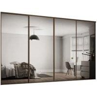 Spacepro Heritage 4 x 914mm Carini Walnut Frame Mirror Sliding Door Kit with Colour Matched Track