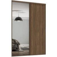 Spacepro Heritage Carini Walnut Panel Doors & Silver Mirror Kit with Colour Matched Track - 1 x 610mm