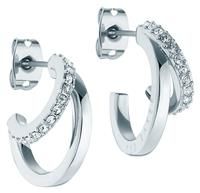 Ted Baker Helias Double Hoop Crystal Earrings For Women (Silver/Crystal)