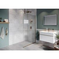 Hadleigh 8mm Brushed Bronze Frameless Wetroom Screen with Ceiling Arm - 700mm