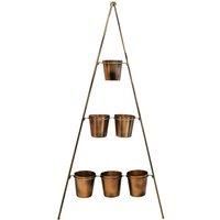 Ivyline Outdoor Vertical Gold Metal Wall Plant Stand With Planters H128Cm