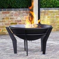 Outdoor Metal Kendal Firebowl on Stand in Black H44.5Cm W77Cm - Free UK Delivery