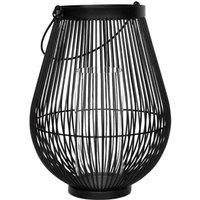 Ivyline Venere Round Wired Black Lantern with Glass Insert - Weatherproof - Decorative Indoor / Outdoor Garden Lights Candle Holder - H34cm x W26cm