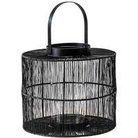 Ivyline Portofino Wirework Lantern With Glass Insert H: 22 x W: 26 Cm - Black