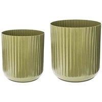 Ivyline Hudson Green Corrugated Planter 2pk H37cm D37cm