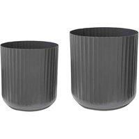 Ivyline Hudson Slate Corrugated Planters 2pk H37cm D37cm