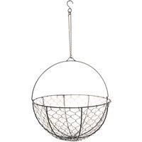 Ivyline Outdoor Hanging Wired Netted Basket Zinc H40cm D40cm