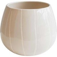 Ivyline Nova Wax Relief Planter in Cream - Premium Glaze and Handmade - Striped Ceramic Houseplant Pot - H18cm x D23cm