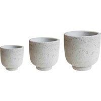 Ivyline Set of 3 Dallas Round Outdoor Planters in Cement - Frost Resistant Plant Pots - Small D24cm x H24cm, Medium D30cm x H30cm, Large D37cm x H37cm