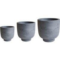 Ivyline Set of 3 Dallas Round Outdoor Planters in Slate - Frost Resistant Plant Pots - Small D24cm x H24cm, Medium D30cm x H30cm, Large D37cm x H37cm