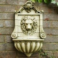 King Lion Head Water Feature Wall Fountain Stone Effect Indoor Outdoor Use 50cm