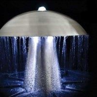 Primrose 49cm Abbey Falls Silver Mushroom Stainless Steel Water Feature with LED Lights and Reservoir Included