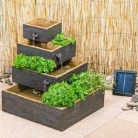 Dalton 4 Tier Cascading Solar Water Feature & Herb Patio Planter H42cm Primrose