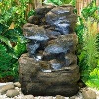 Rock Cascade Water Feature 4 Tier Fountain Waterfall Natural Stone Effect Garden