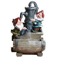 Garden Helpers Pump & Barrel Gnome Water Feature with LED Light H28cm Primrose