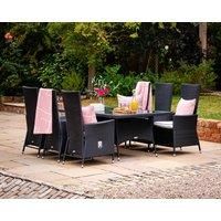 Rectangular Rattan Garden Dining Table Set & 6 Chairs in Black & White - Cambridge - Rattan Direct