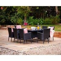 8 Seater Rattan Garden Dining Set With Rectangular Dining Table in Black & White - Cambridge - Rattan Direct