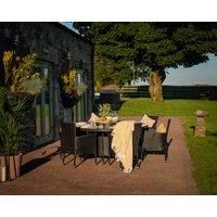 6 Seat Rattan Garden Dining Set With Large Round Dining Table in Black & White - Cambridge - Rattan Direct