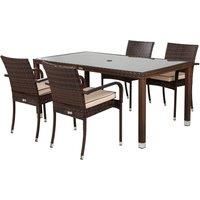 Roma 4 Rattan Garden Chairs & Open Leg Rectangular Table Set in Brown - Roma - Rattan Direct