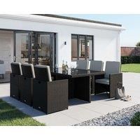 6 Seat Rattan Garden Dining Cube Set in Black & White - Barcelona - Rattan Direct