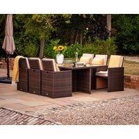 6 Seater Rattan Garden Cube Dining Set in Brown - Barcelona - Rattan Direct