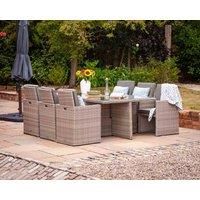 6 Seater Rattan Garden Cube Dining Set in Grey - Barcelona - Rattan Direct