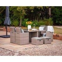 4 Seat Rattan Garden Cube Dining Set in Grey - 9 Piece - Barcelona - Rattan Direct