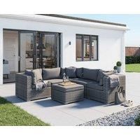 Rattan Modular Corner Sofa Set Florida 6PC Garden Furniture including Outdoor Covers in Grey