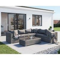 Rattan Garden Lefthand Corner Sofa Set in Grey - Monaco - Rattan Direct