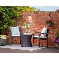 Rattan Garden 2 Seater Round Bistro Set in Black & White - Roma - Rattan Direct