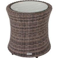 Tall Round Rattan Garden Side Table in Truffle Brown - Rattan Direct