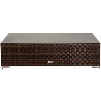 Rattan Garden Rectangular Ottoman/Coffee Table in Brown - Monaco - Rattan Direct