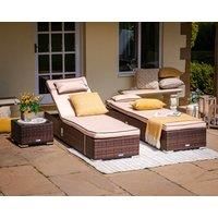 Rattan Garden Reclining Sun Lounger Set in Brown - Miami - Rattan Direct