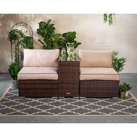 Rattan Garden High Armed 2 Seat Bistro Set in Brown - Florida - Rattan Direct