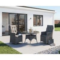 2 Seater Rattan Garden Dining Set With Small Round Dining Table in Grey - Riviera - Rattan Direct