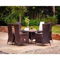 6 Seat Rattan Garden Dining Set With Small Rectangular Dining Table in Brown - Cambridge - Rattan Direct