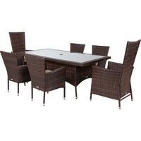 Rectangular Rattan Garden Dining Table Set With 6 Chairs in Brown - Cambridge - Rattan Direct