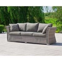 3 Seater Rattan Garden Sofa in Grey - Lisbon - Rattan Direct