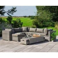 Geneva 10 Piece Rattan Garden Corner Sofa Set in Grey - Rattan Direct