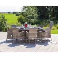 Cambridge 2 Reclining & 6 Stacking Chairs & Large Round Dining Table Set in Grey - Cambridge - Rattan Direct