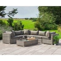 7 Piece Rattan Garden Corner Sofa Set With Coffee Table in Grey - Geneva - Rattan Direct