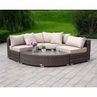 Geneva 4 Piece Rattan Garden Furniture Sofa Set in Truffle Brown & Champagne - Rattan Direct