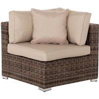 Florida Rattan Garden Corner Section in Truffle Brown & Champagne - Rattan Direct