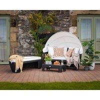 Rattan Garden Day Bed in Black & White  Venice  Rattan Direct