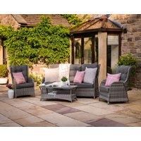 Reclining Rattan Garden 3 Seat Sofa & Armchair Set in Grey - Fiji - Rattan Direct