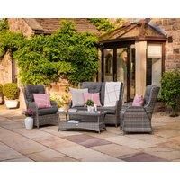 Reclining Rattan Garden 2 Seat Sofa & Armchair Set in Grey - Fiji - Rattan Direct