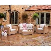 2 Seater Rattan Garden Sofa & Armchair Set in Willow - Lisbon - Rattan Direct