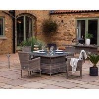 4 Seat Rattan Garden Dining Set With Square Table in Grey With Ice Bucket - Cambridge - Rattan Direct